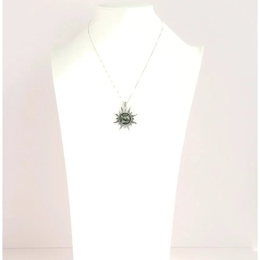 Baltic Amber Sun Pendant Necklace|s925|Genuine Amber